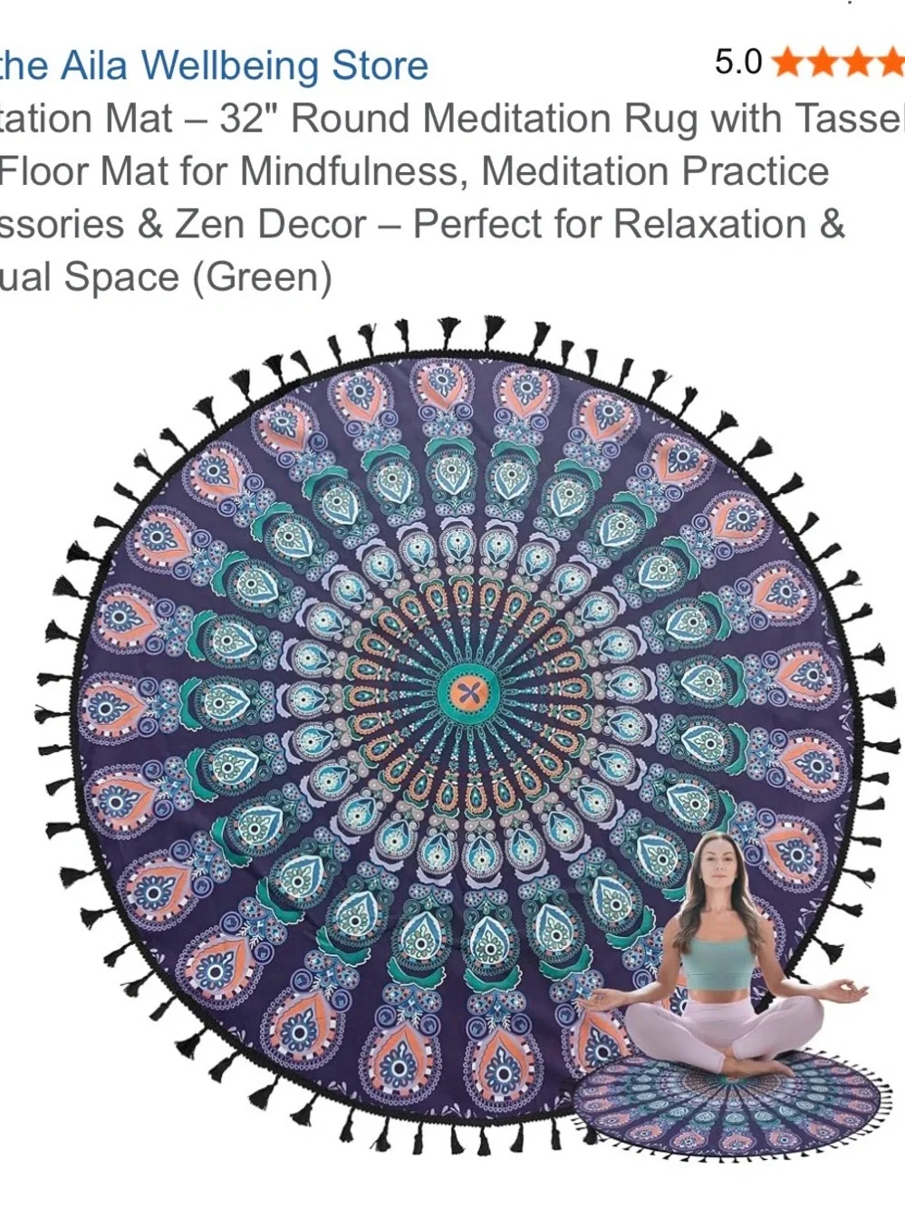 Bohemian Round 32 in meditation mat - Purple & Teal